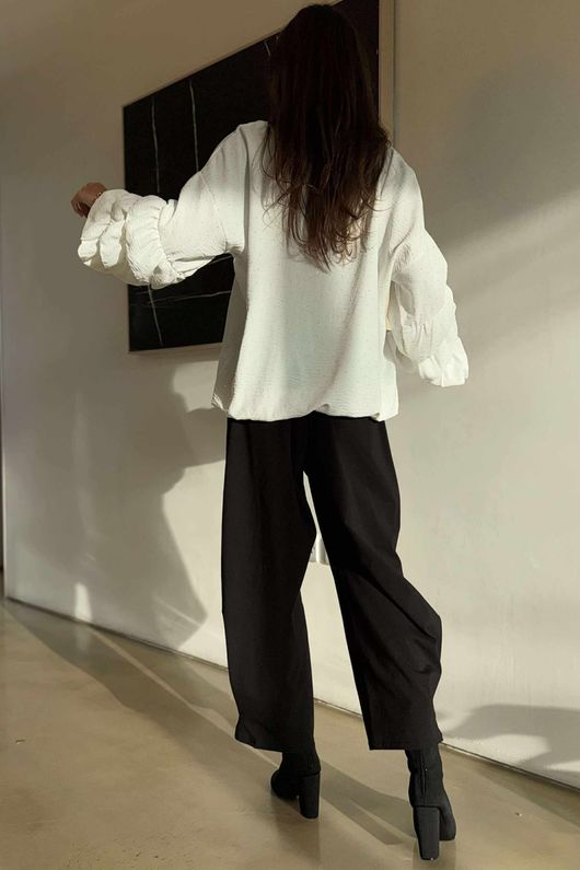 Stella Micro Stud Ruffle Blouse White